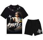Bộ áo thun và quần short FesFas in hình chàng trai thư thái