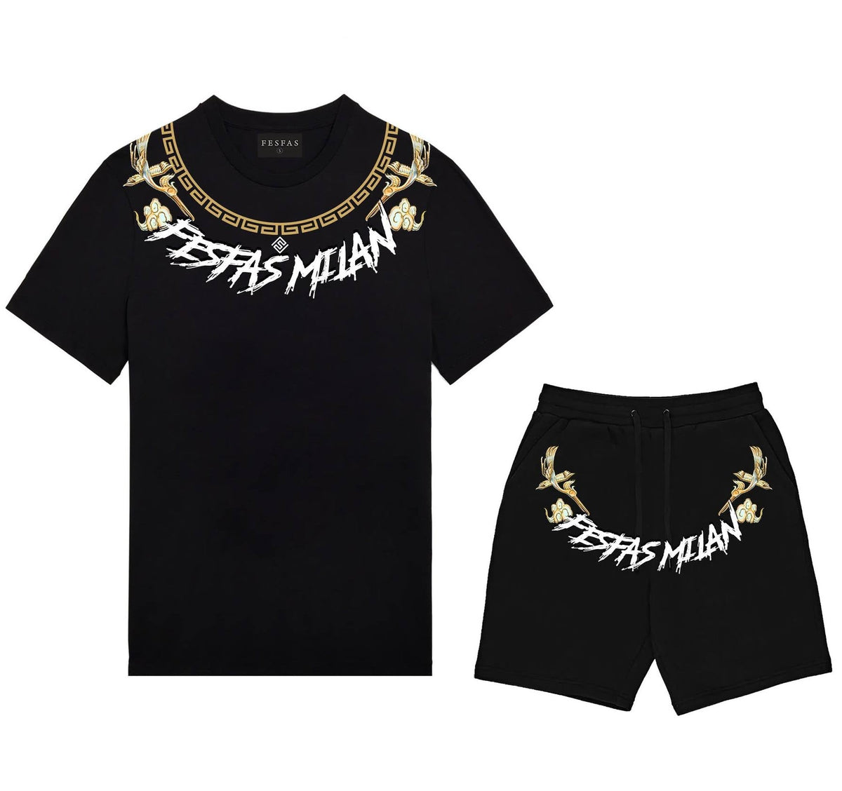 Bộ áo thun và quần short FesFas in hình họa tiết