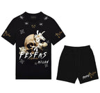 Bộ áo thun và quần short FesFas in hình hoa đầu lâu
