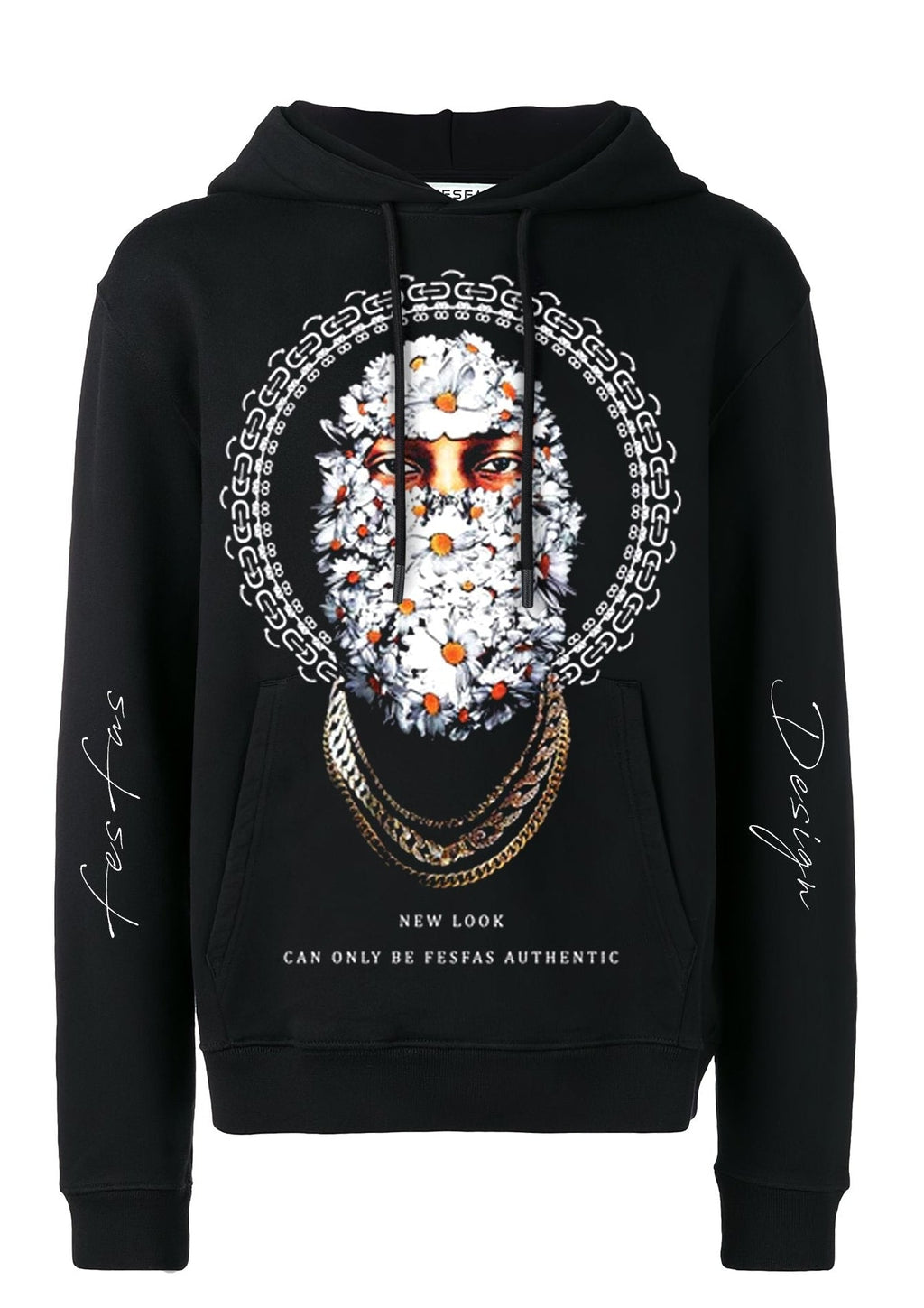 Áo hoodie FesFas in hình cúc trắng