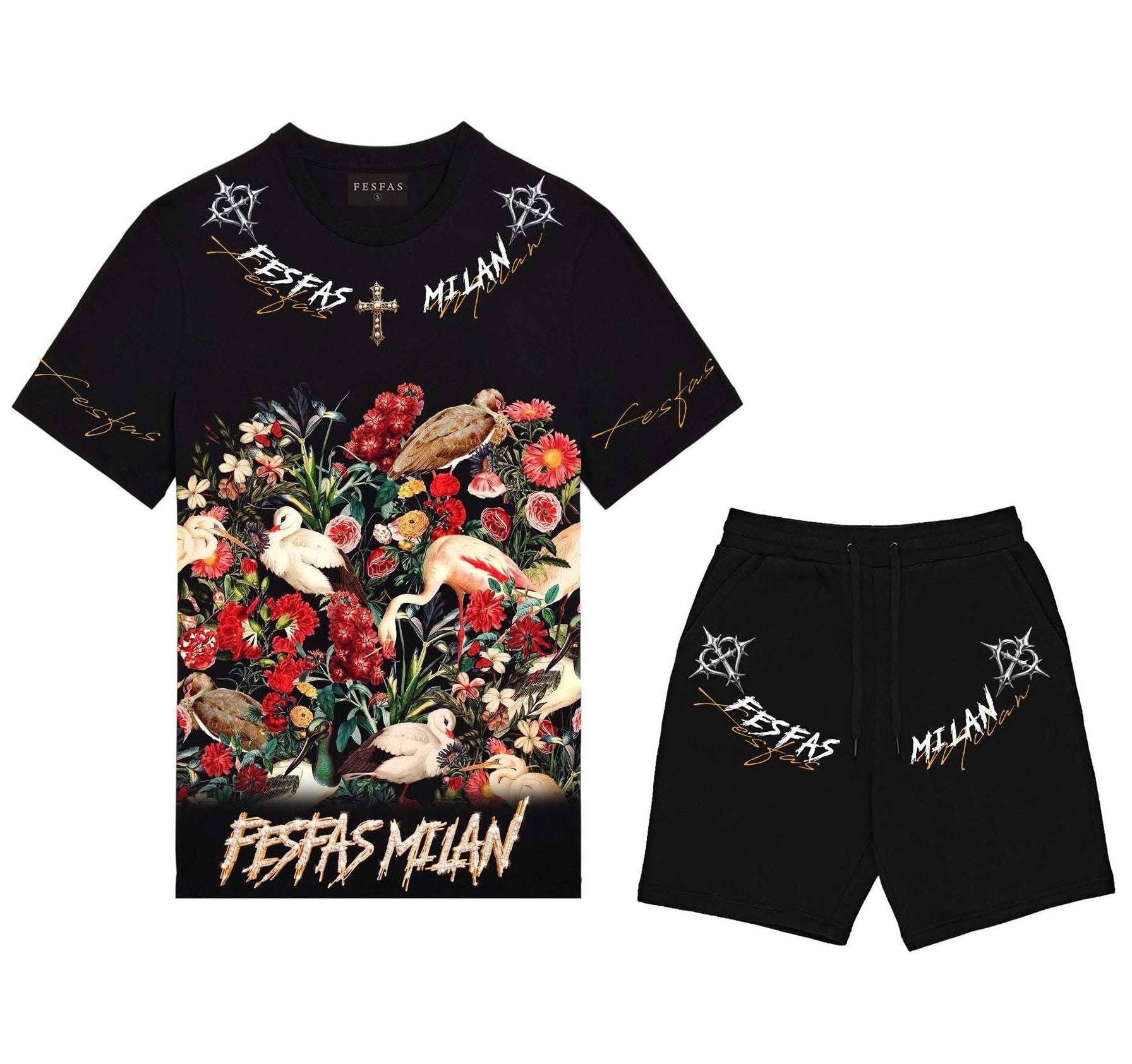 Bộ áo thun và quần short FesFas in hình thiên nhiên