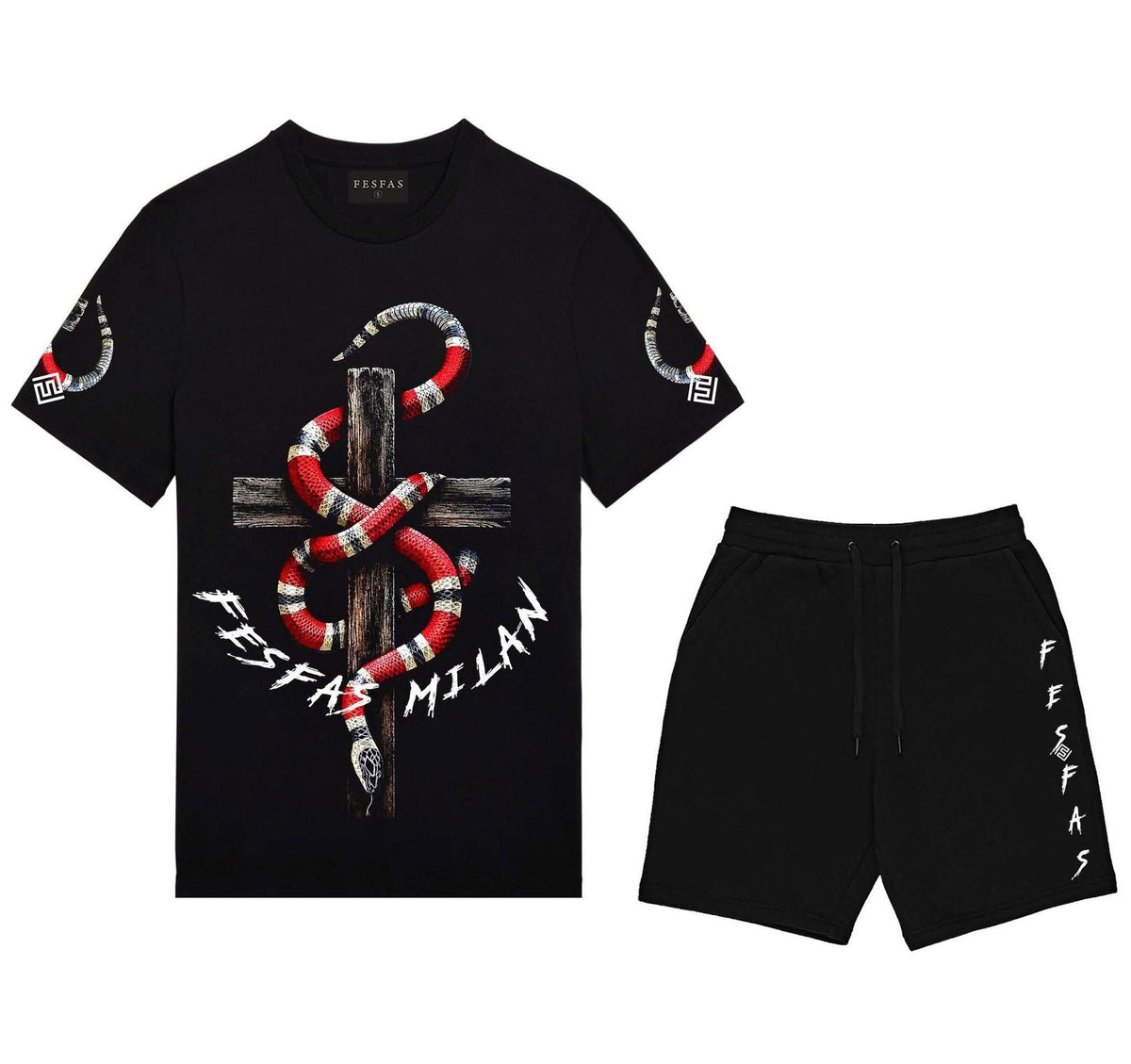 Bộ áo thun và quần short FesFas in hình rắn