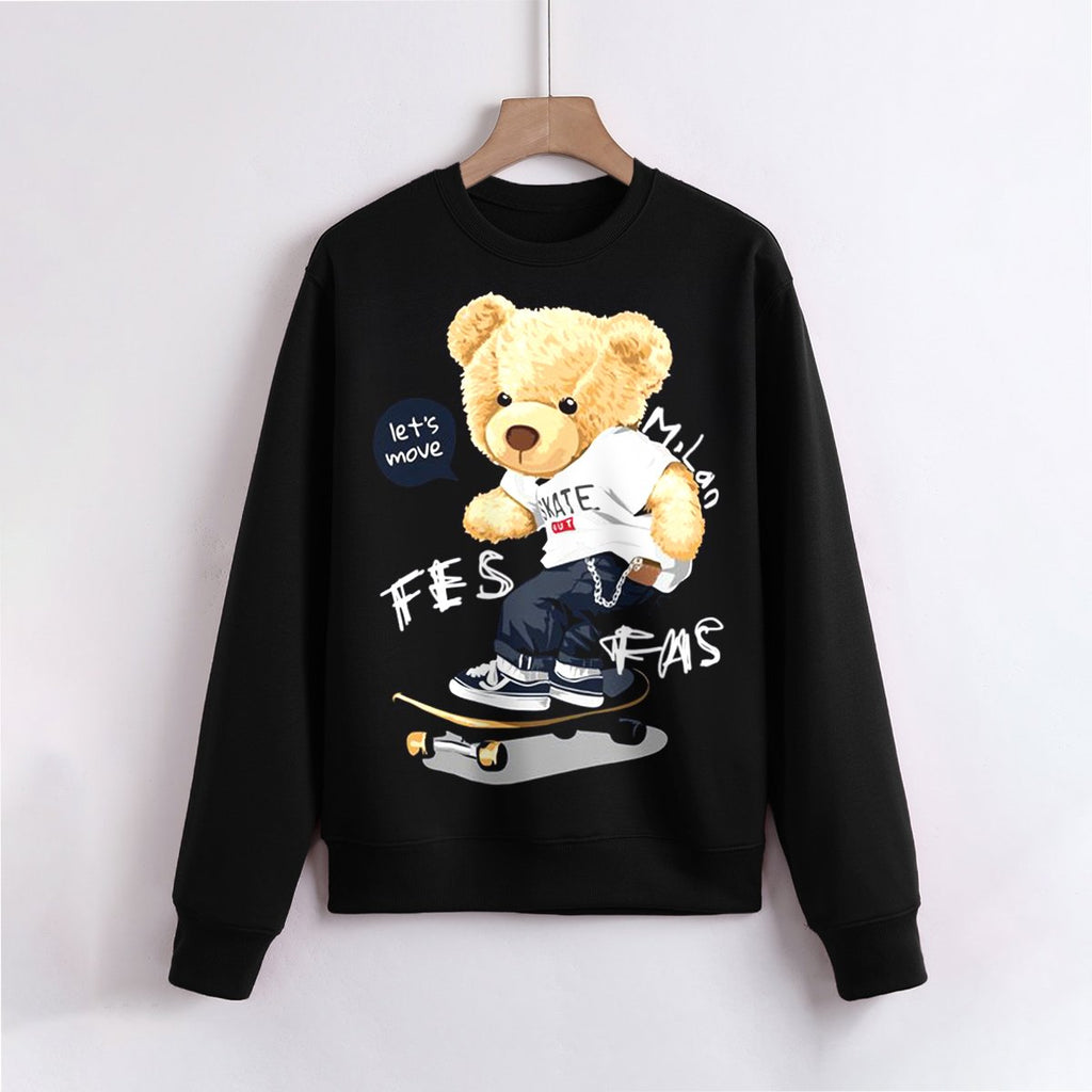 Áo nỉ cổ tròn FesFas in hình gấu