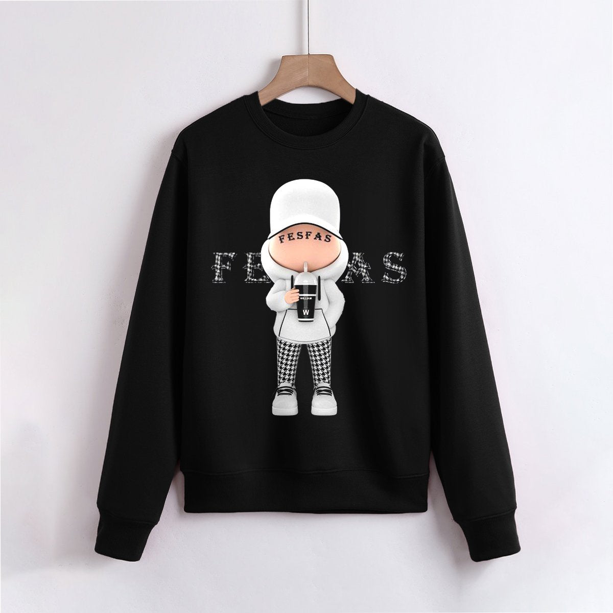Áo nỉ cổ tròn FesFas in hình chàng trai cá tính