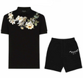 FesFas flowers-print | Bộ Polo | Nam | Màu Đen