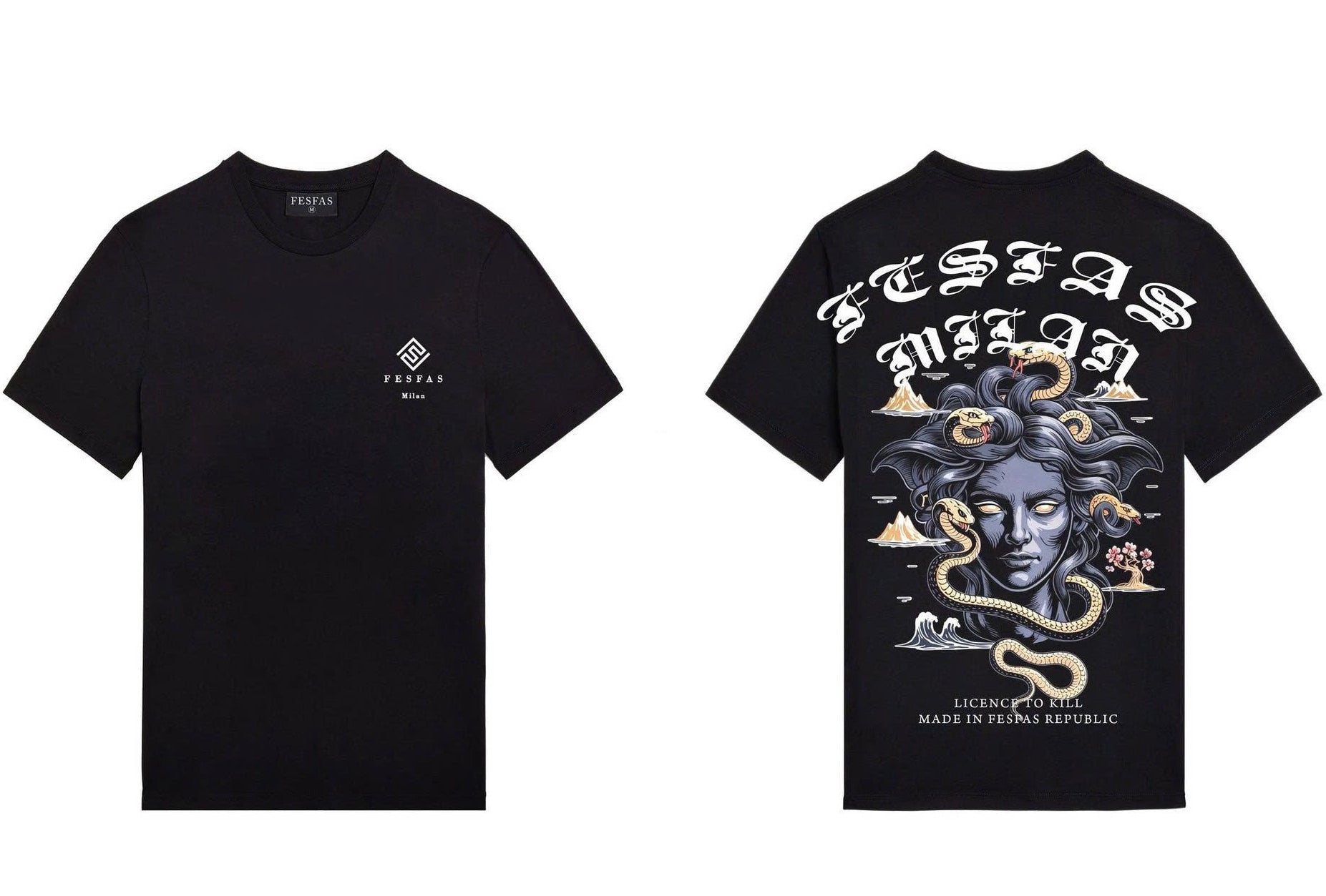 FesFas Medusa-print | Áo Thun | Nam | Màu Đen