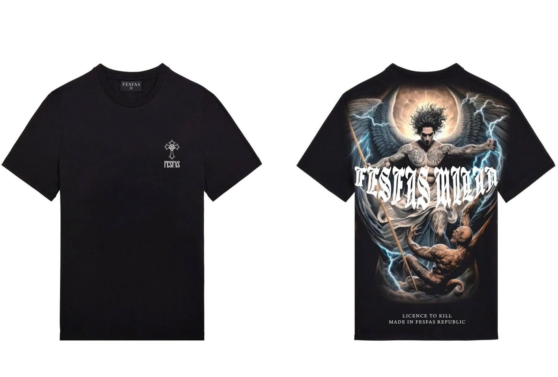 FesFas Angel-print | Áo Thun | Nam | Màu Đen