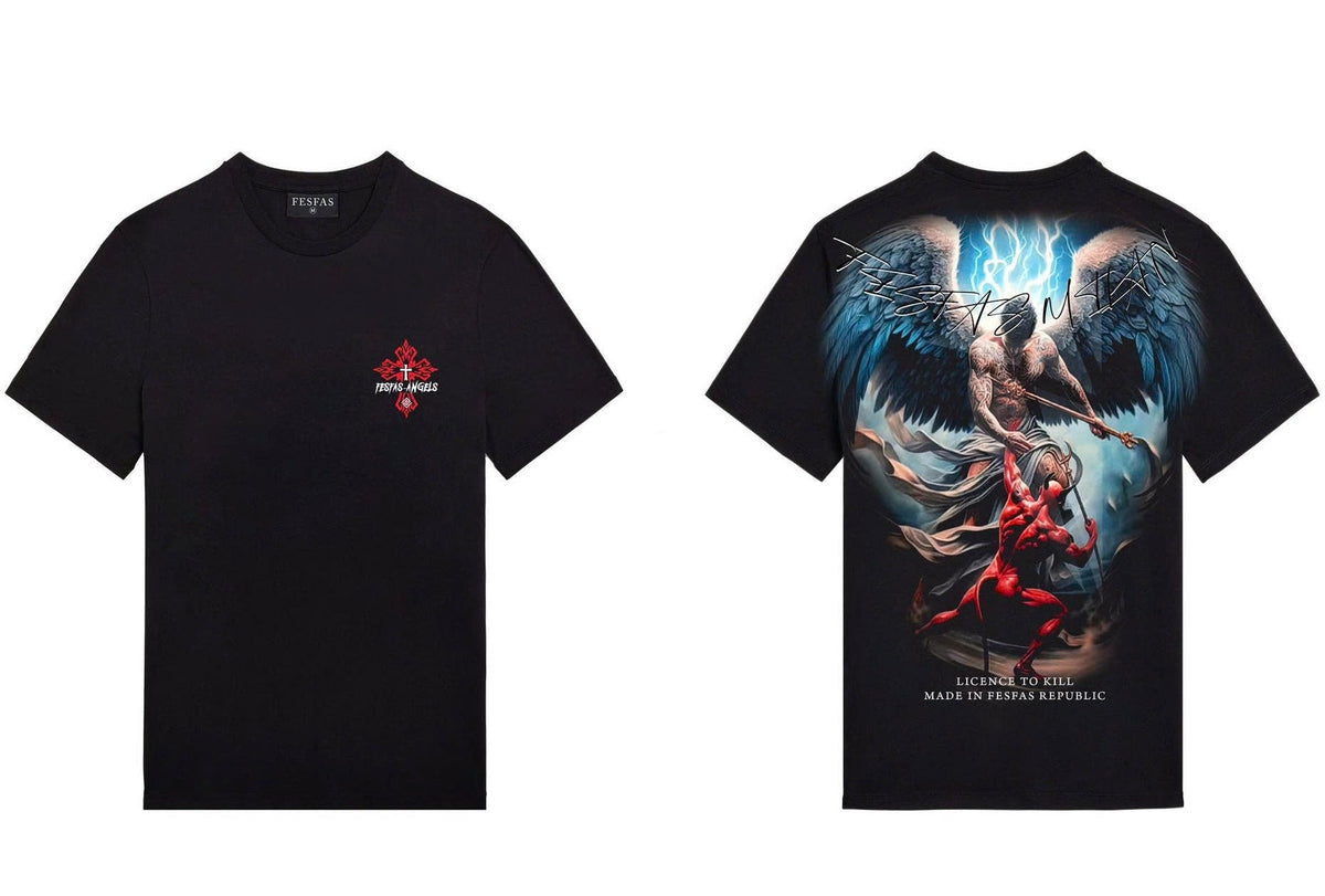 FesFas Angel-print | Áo Thun | Nam | Màu Đen