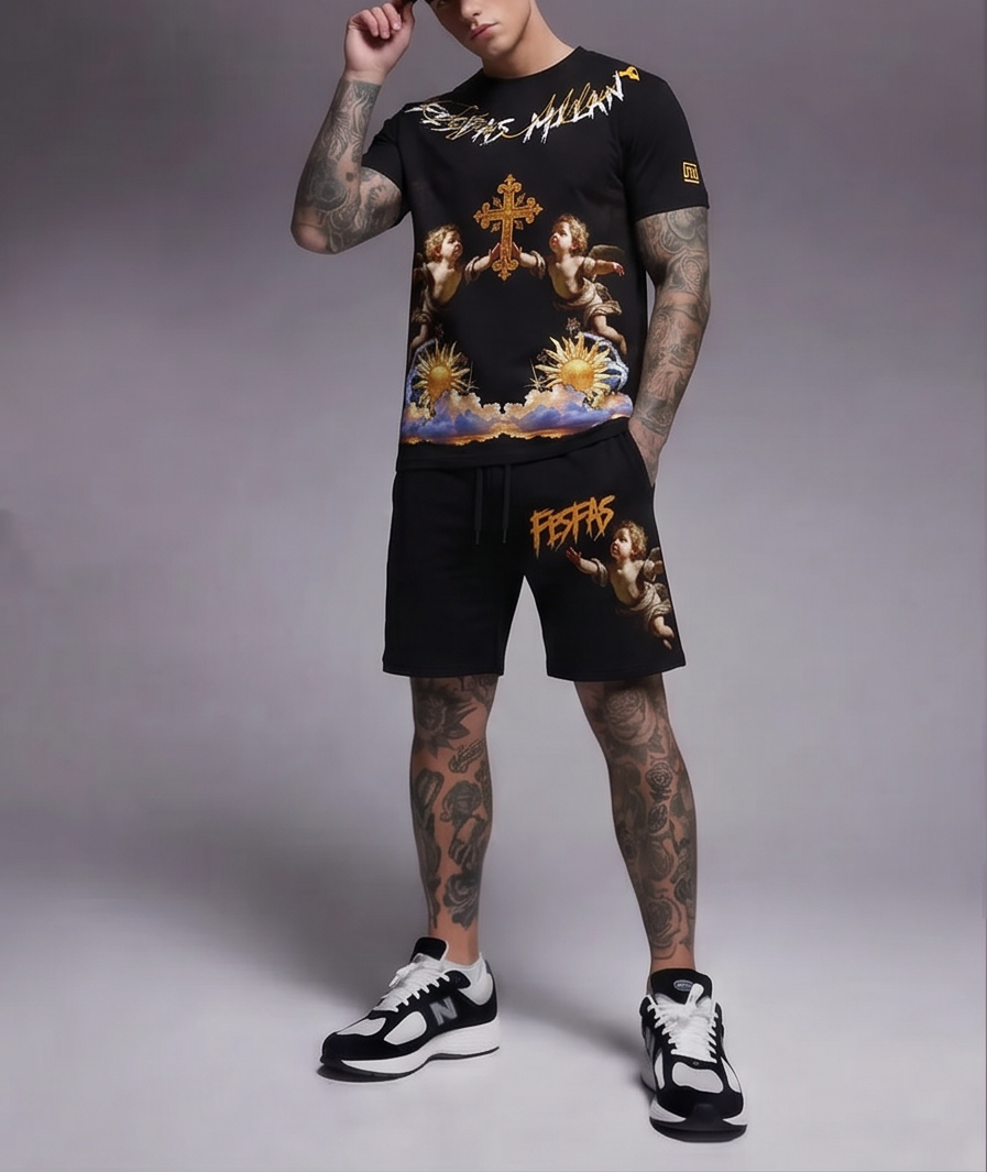 Bộ áo thun và quần short FesFas in hình thiên thần
