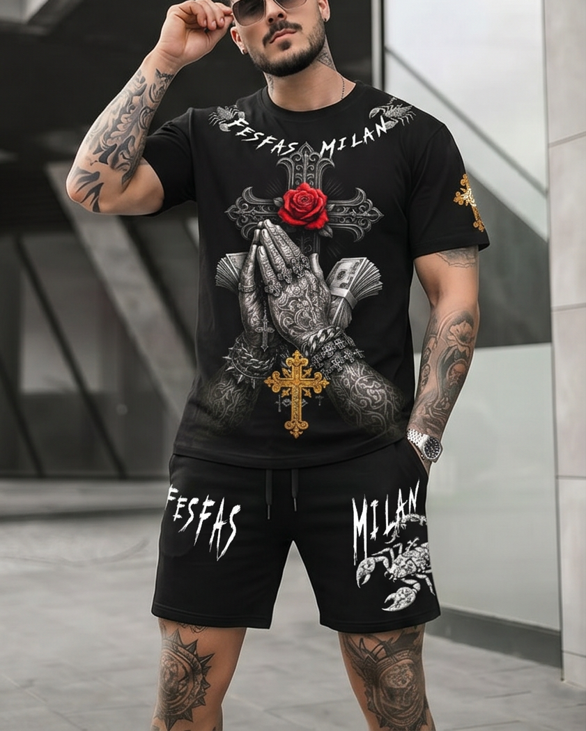 Bộ áo thun và quần short FesFas in hình bọ cạp