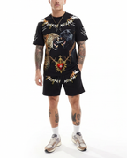 Bộ áo thun và quần short FesFas in hình báo đốm