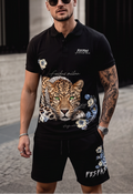 Bộ áo polo và quần short FesFas in hình báo đốm
