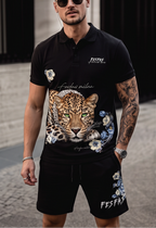 Bộ áo polo và quần short FesFas in hình báo đốm