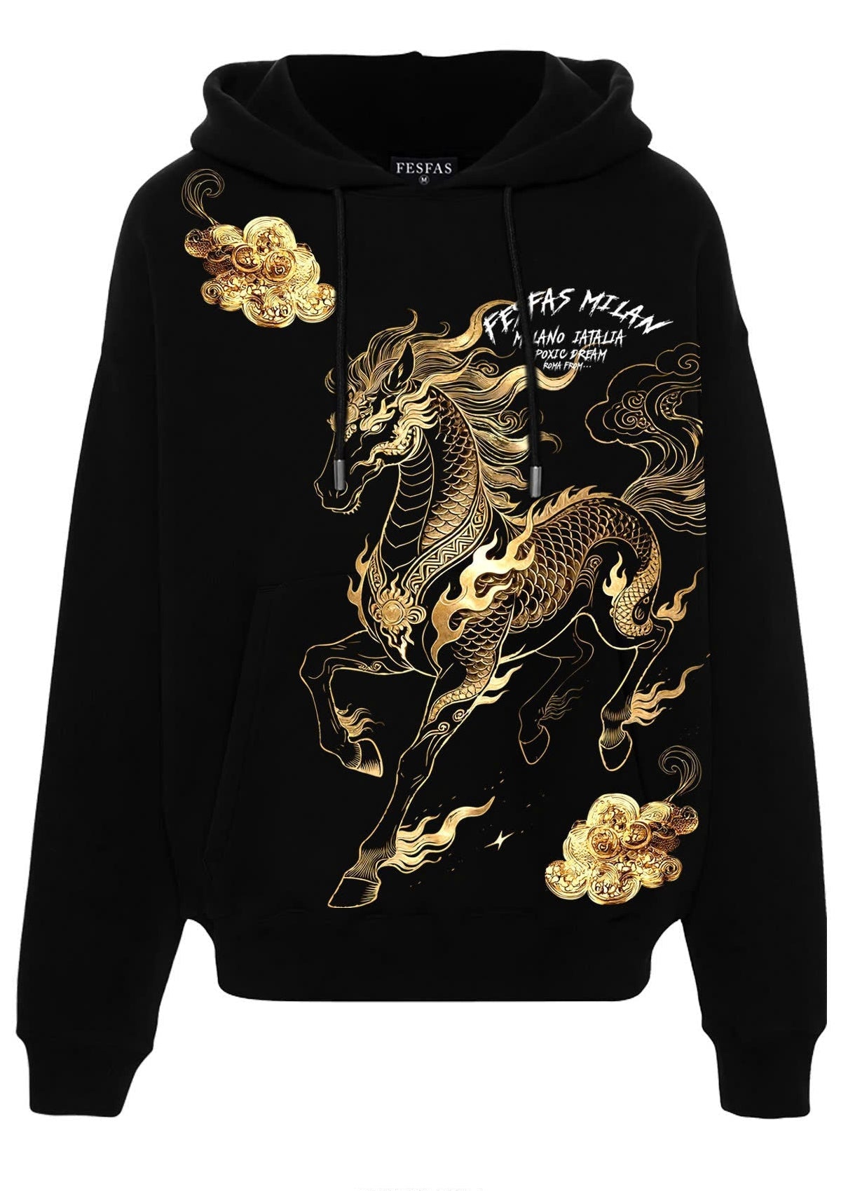 Áo hoodie FesFas in hình ngựa vàng