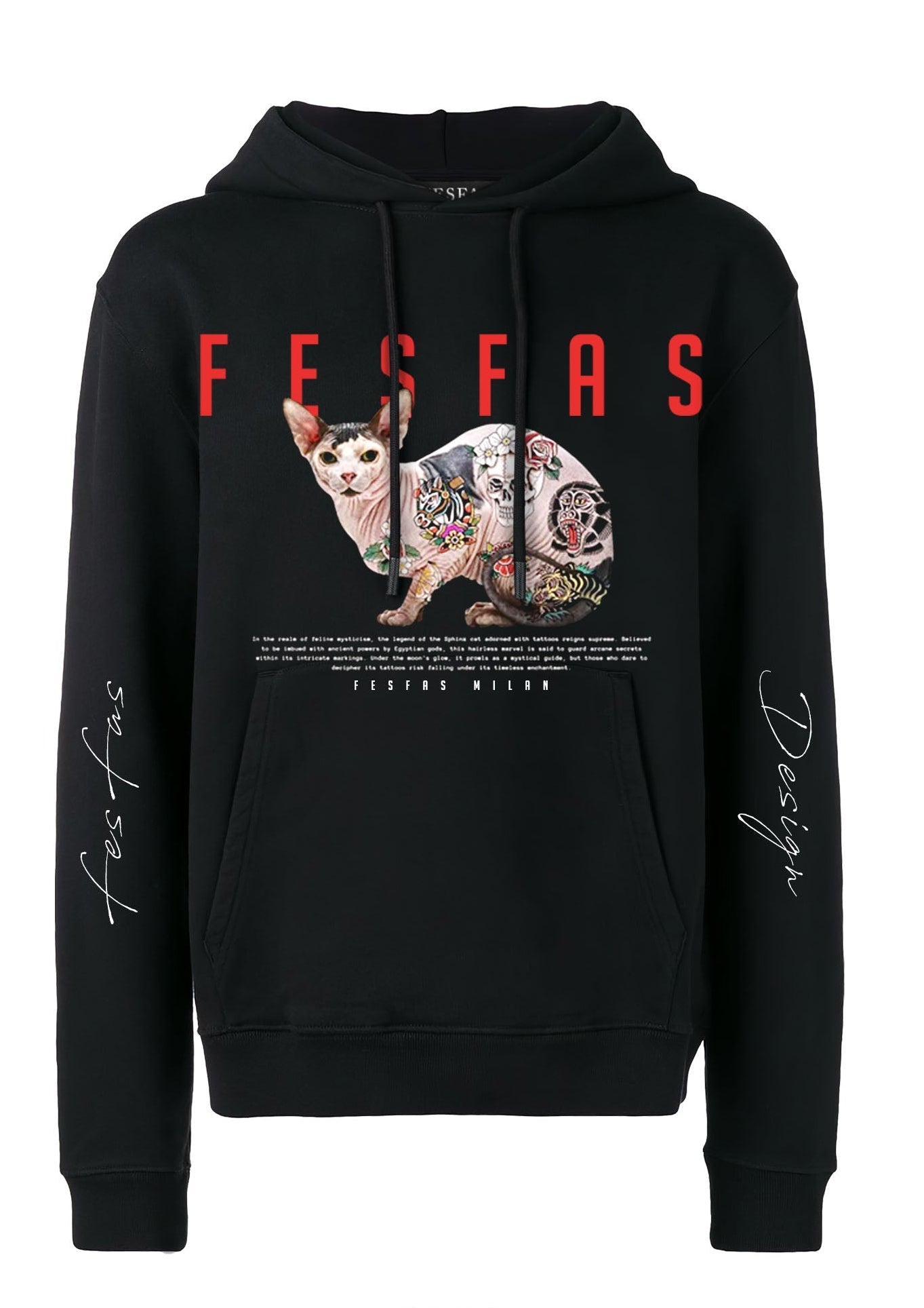Áo hoodie FesFas in hình mèo xăm hình