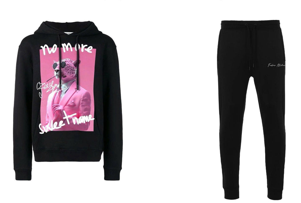 Bộ hoodie FesFas in hình báo đen