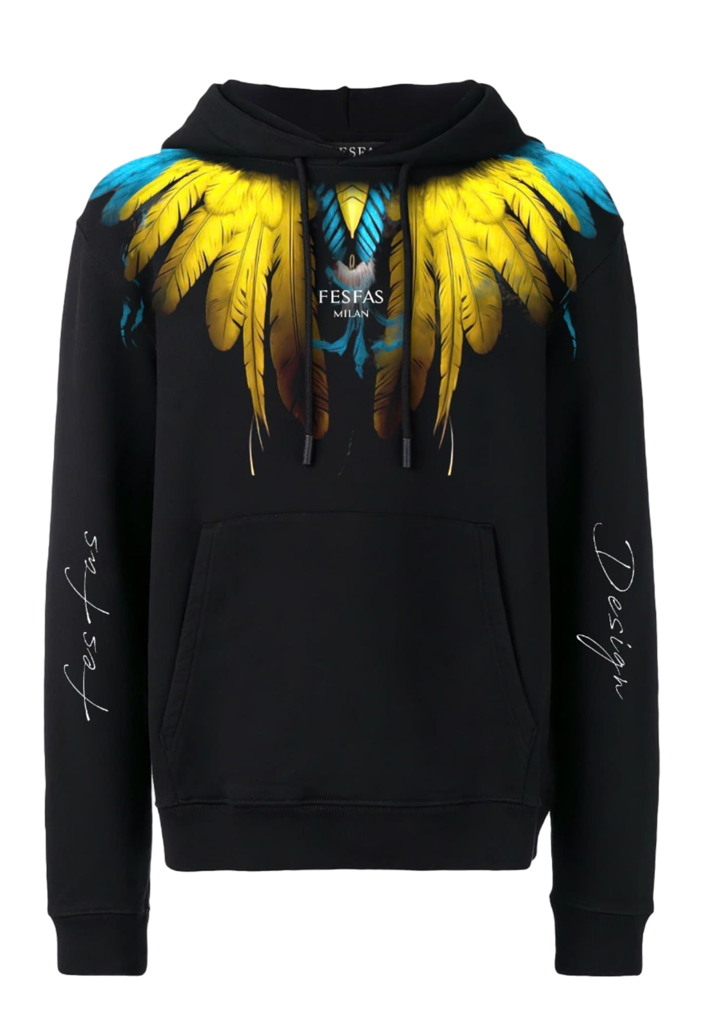 Áo hoodie FesFas in hình lông vũ đa sắc