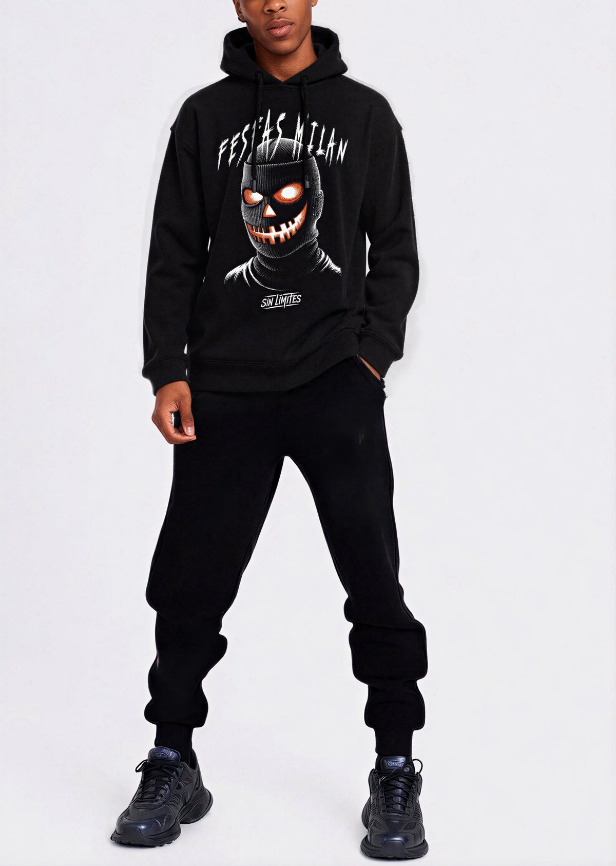 Áo hoodie FesFas in hình mặt nạ bí ngô