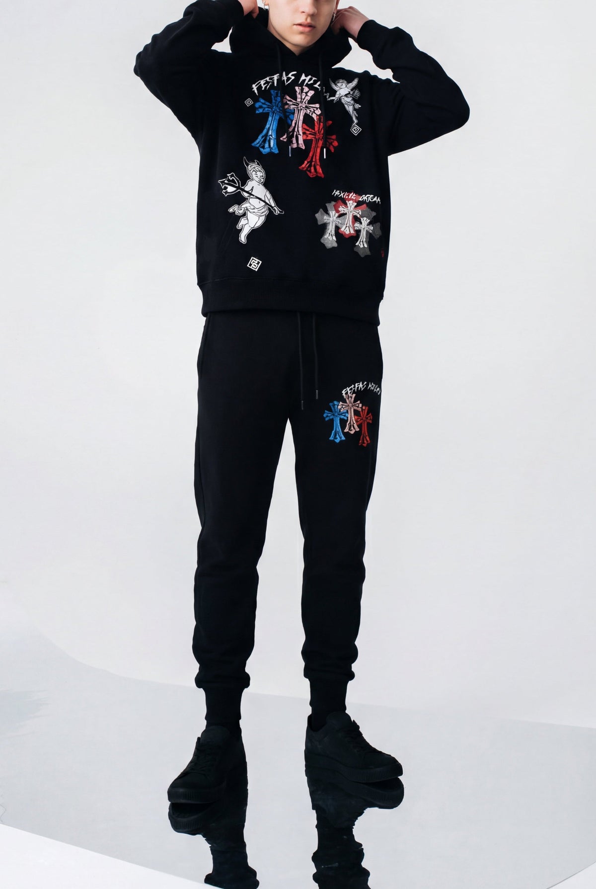 FesFas graphic-print Hoodie Set | Black | Men
