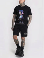 Bộ áo thun và quần short FesFas in hình chàng trai hip-hop