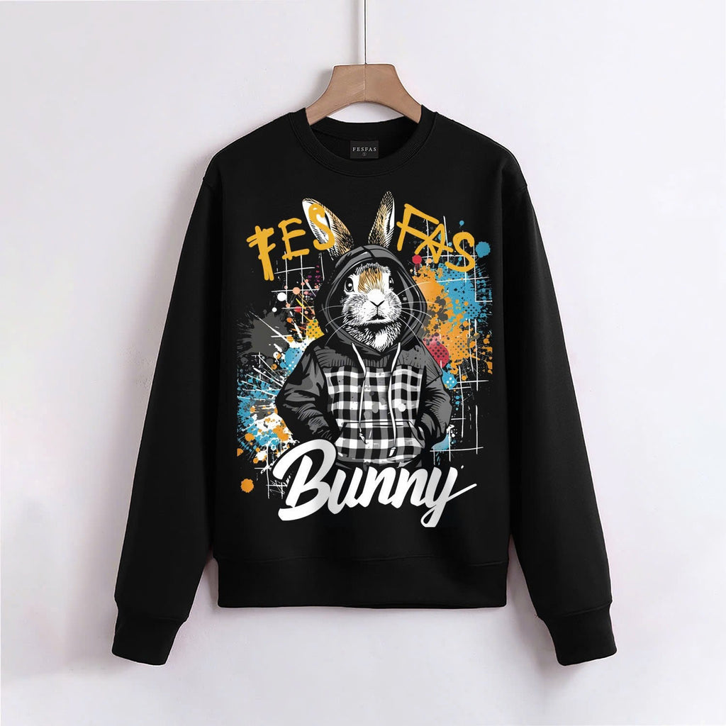 Áo nỉ cổ tròn FesFas in hình thỏ
