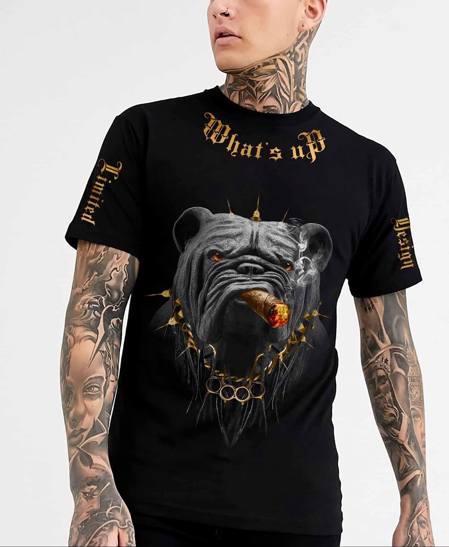 Bộ áo thun và quần short FesFas in hình chó bulldog