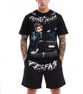 Bộ áo thun và quần short FesFas in hình chàng trai đua xe