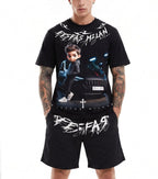 Bộ áo thun và quần short FesFas in hình chàng trai đua xe