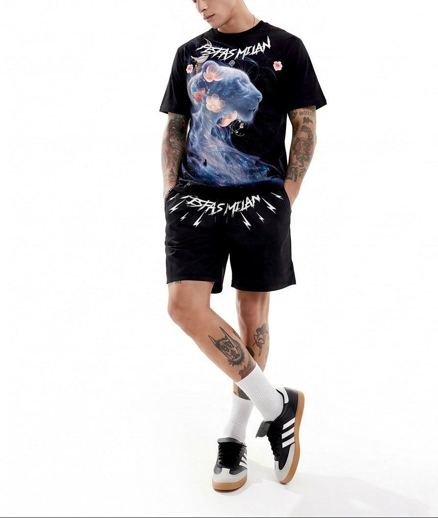 Bộ áo thun và quần short FesFas in hình sư tử cái thiên hà