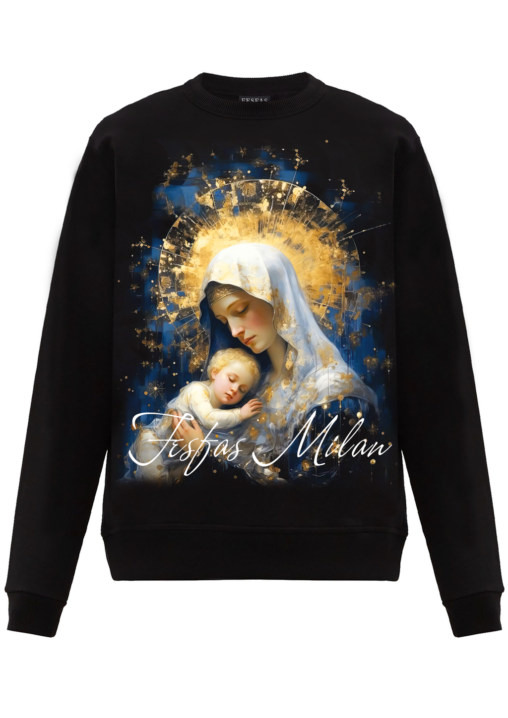 Áo nỉ cổ tròn FesFas in hình maria
