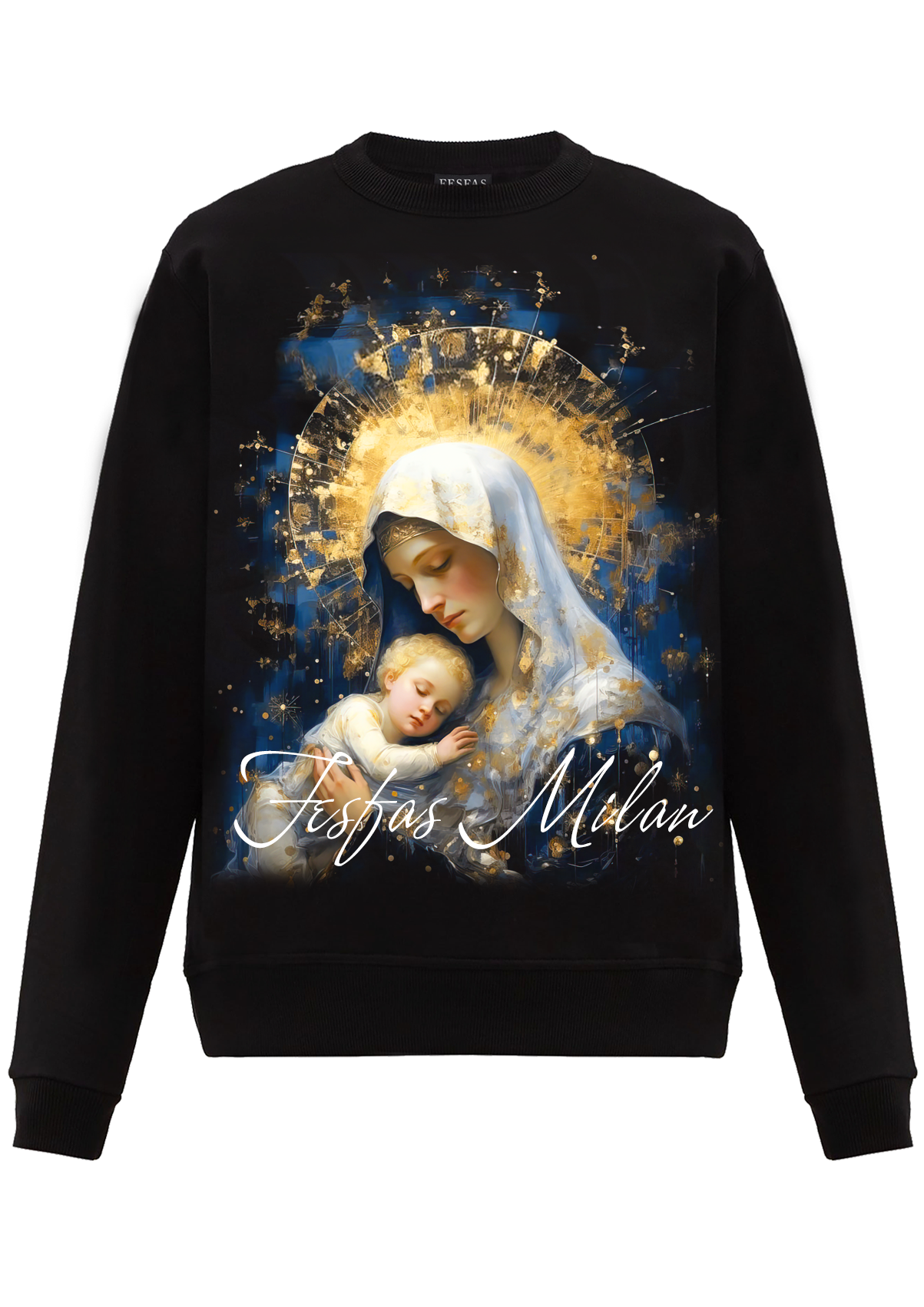 Áo nỉ cổ tròn FesFas in hình maria