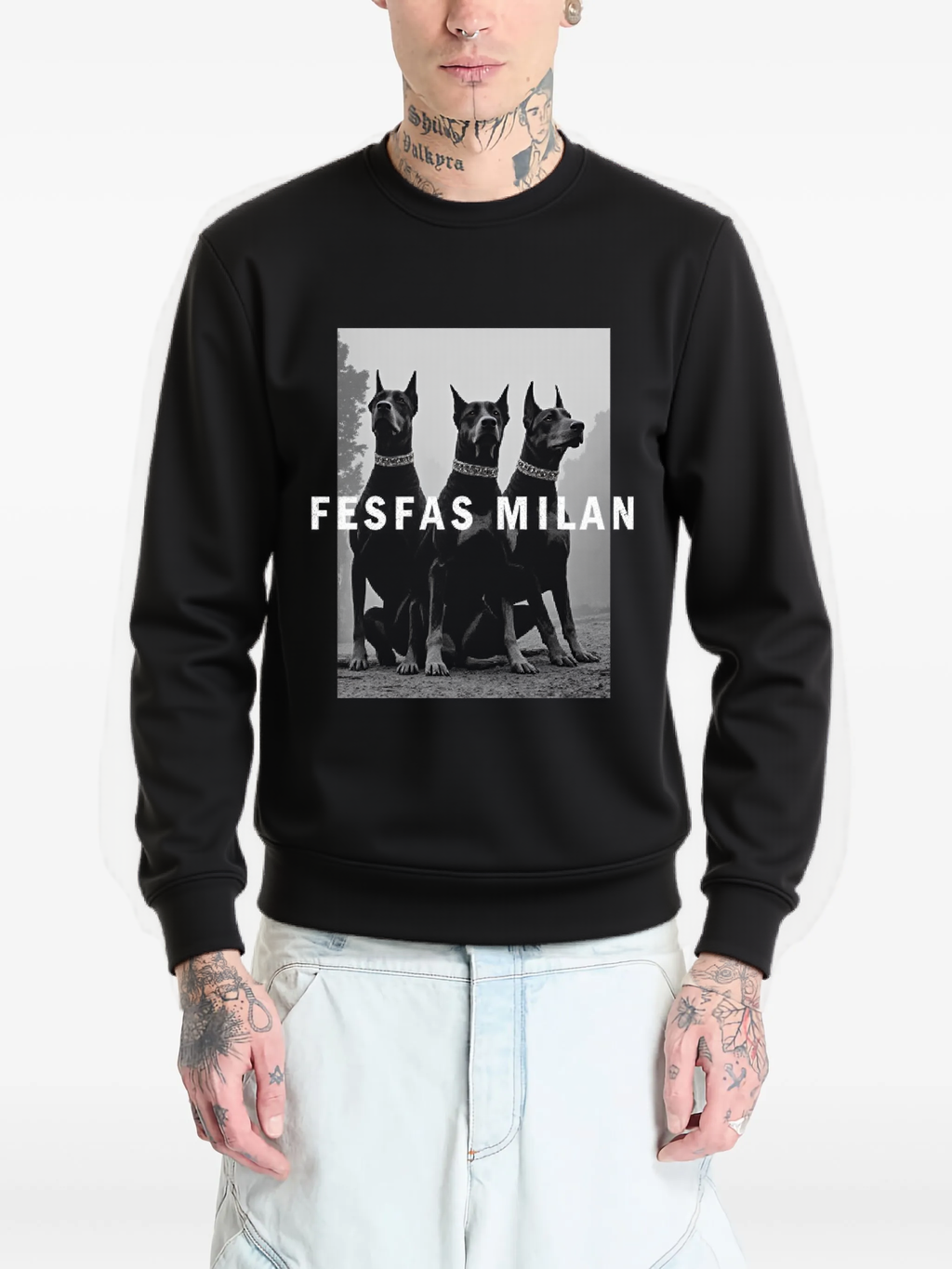 Áo nỉ cổ tròn FesFas in hình great dane