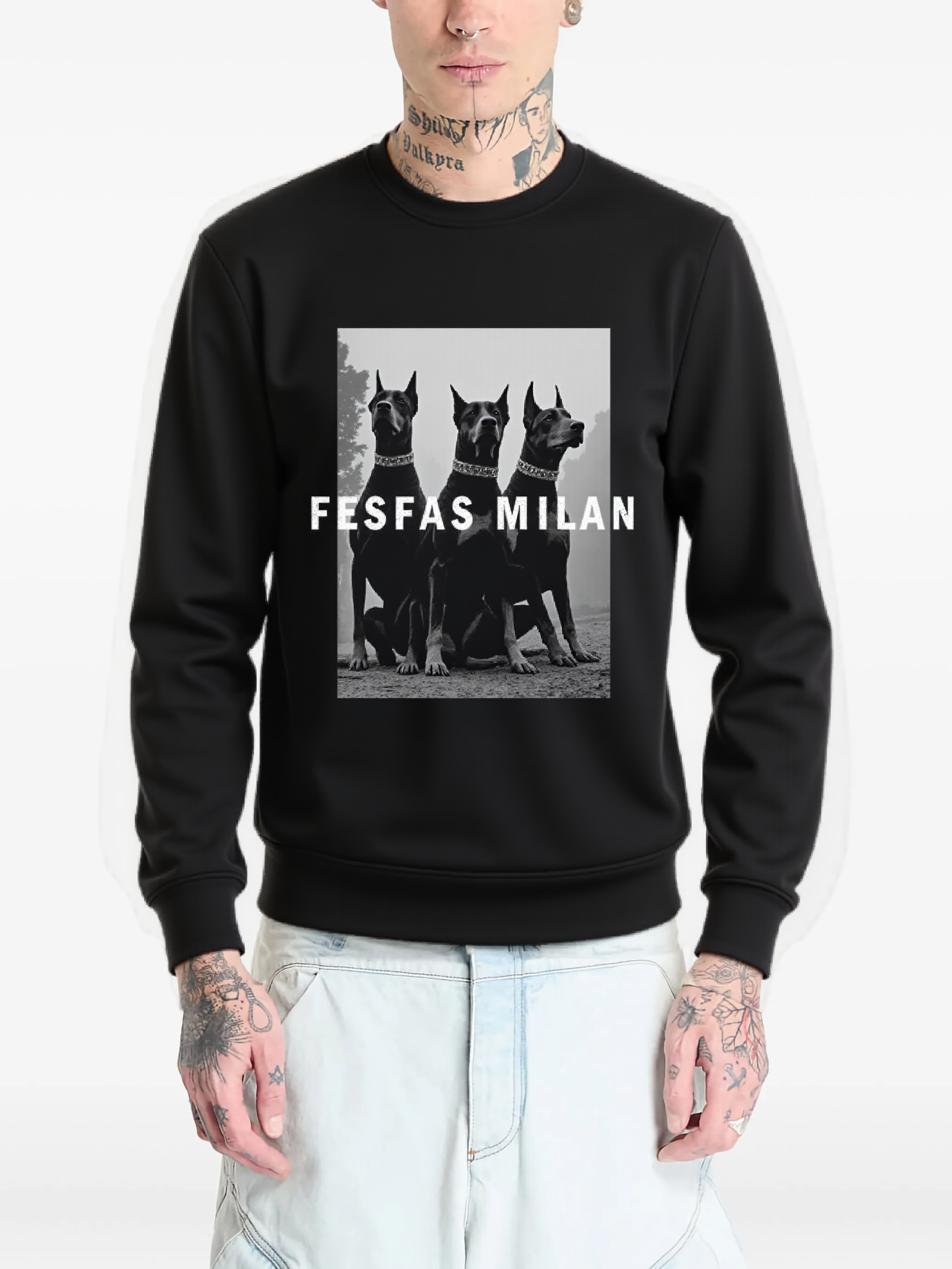 Áo nỉ cổ tròn FesFas in hình great dane