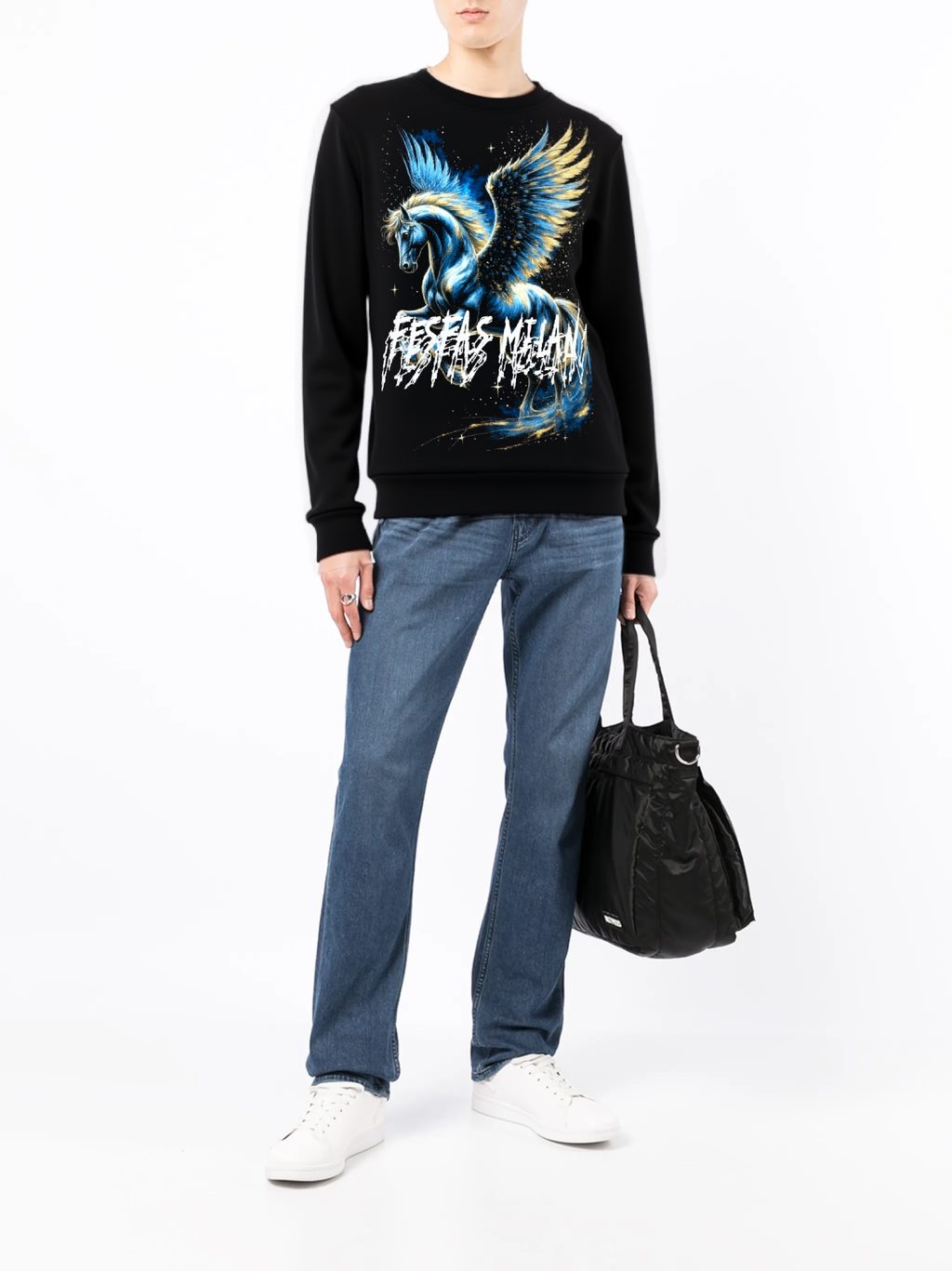 Áo nỉ cổ tròn FesFas in hình pegasus