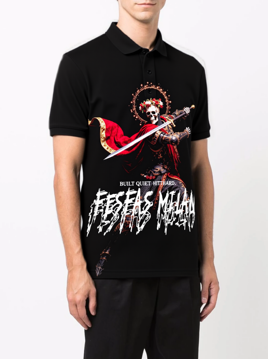 Áo polo FesFas in hình hiệp sĩ xương