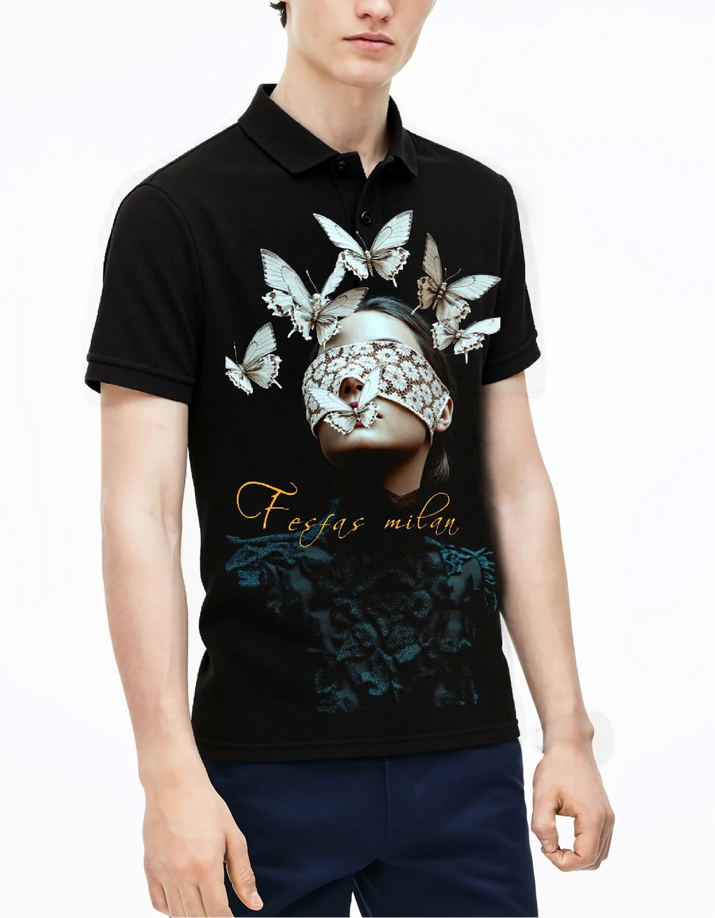 Áo polo FesFas in hình bướm