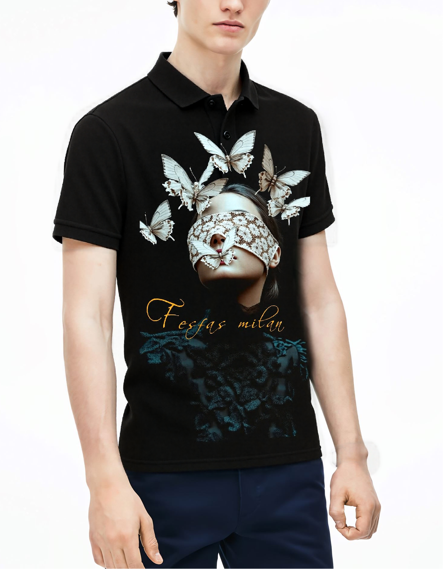 Áo polo FesFas in hình bướm