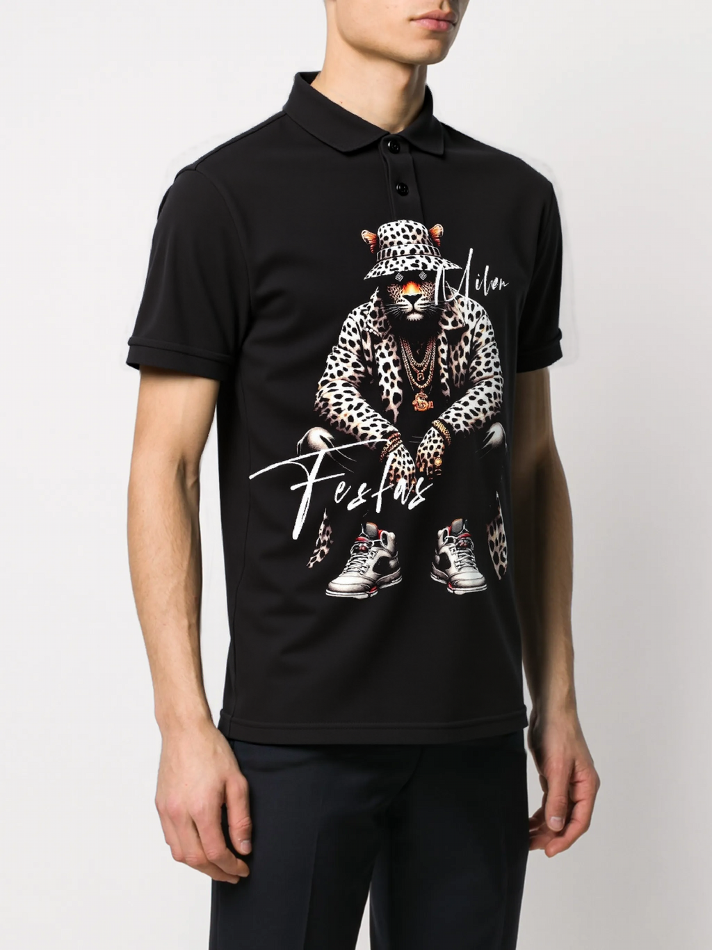 Áo polo FesFas in hình báo đốm