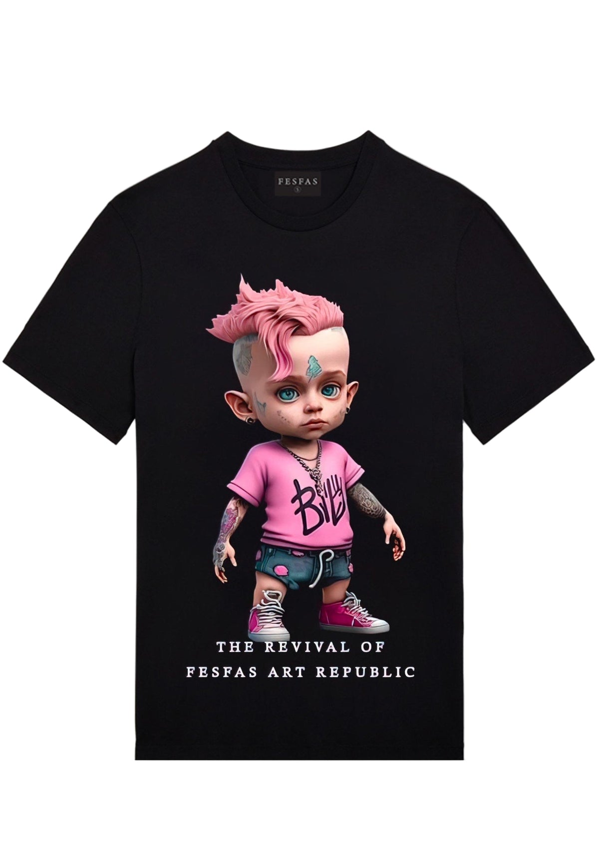 FesFas cute boy-print | Áo Thun | Nam | Màu Đen