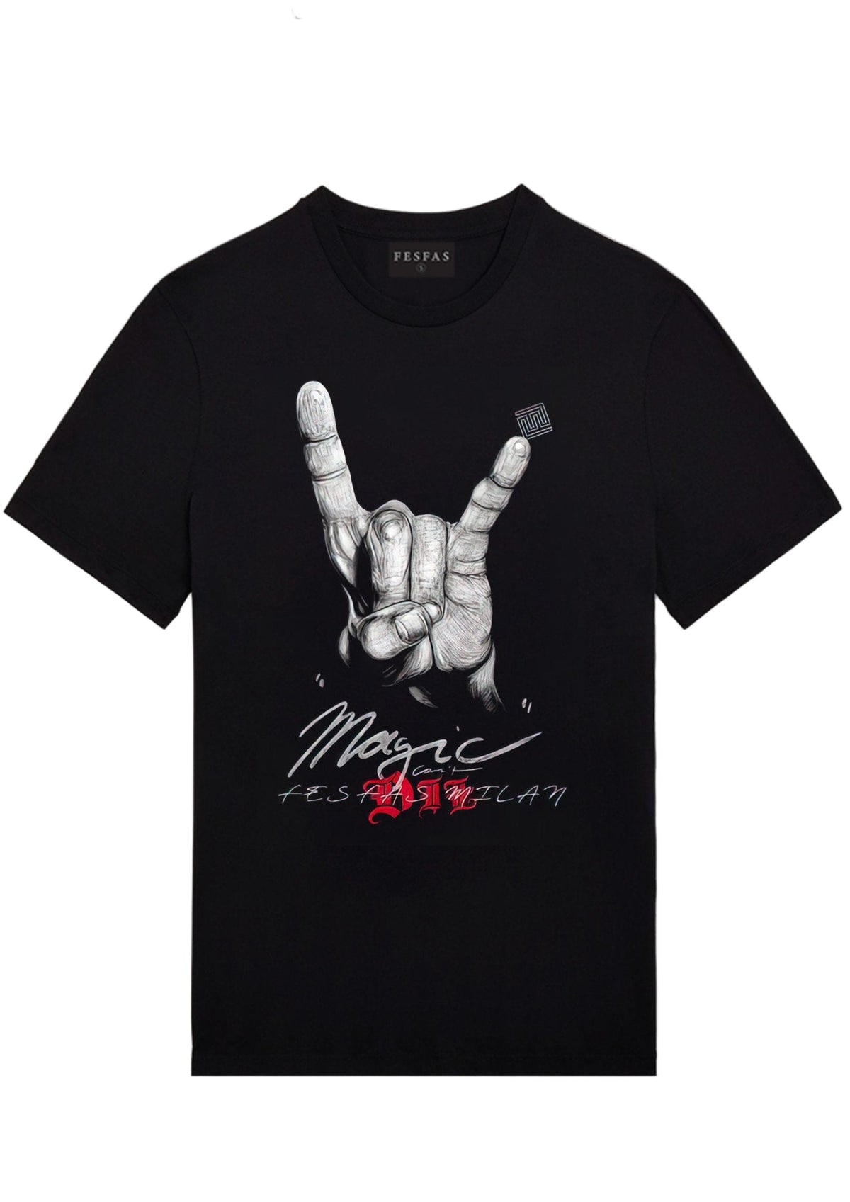 FesFas magic hand-print | Áo Thun | Nam | Màu Đen