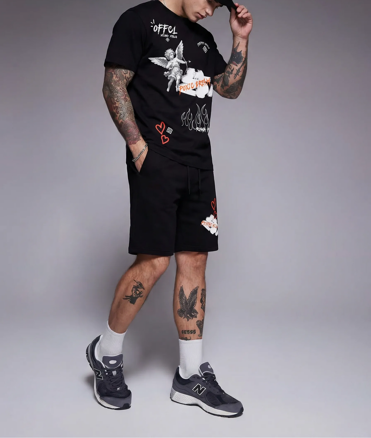 FesFas graphic-print | Bộ T-Shirt | Nam | Màu Đen