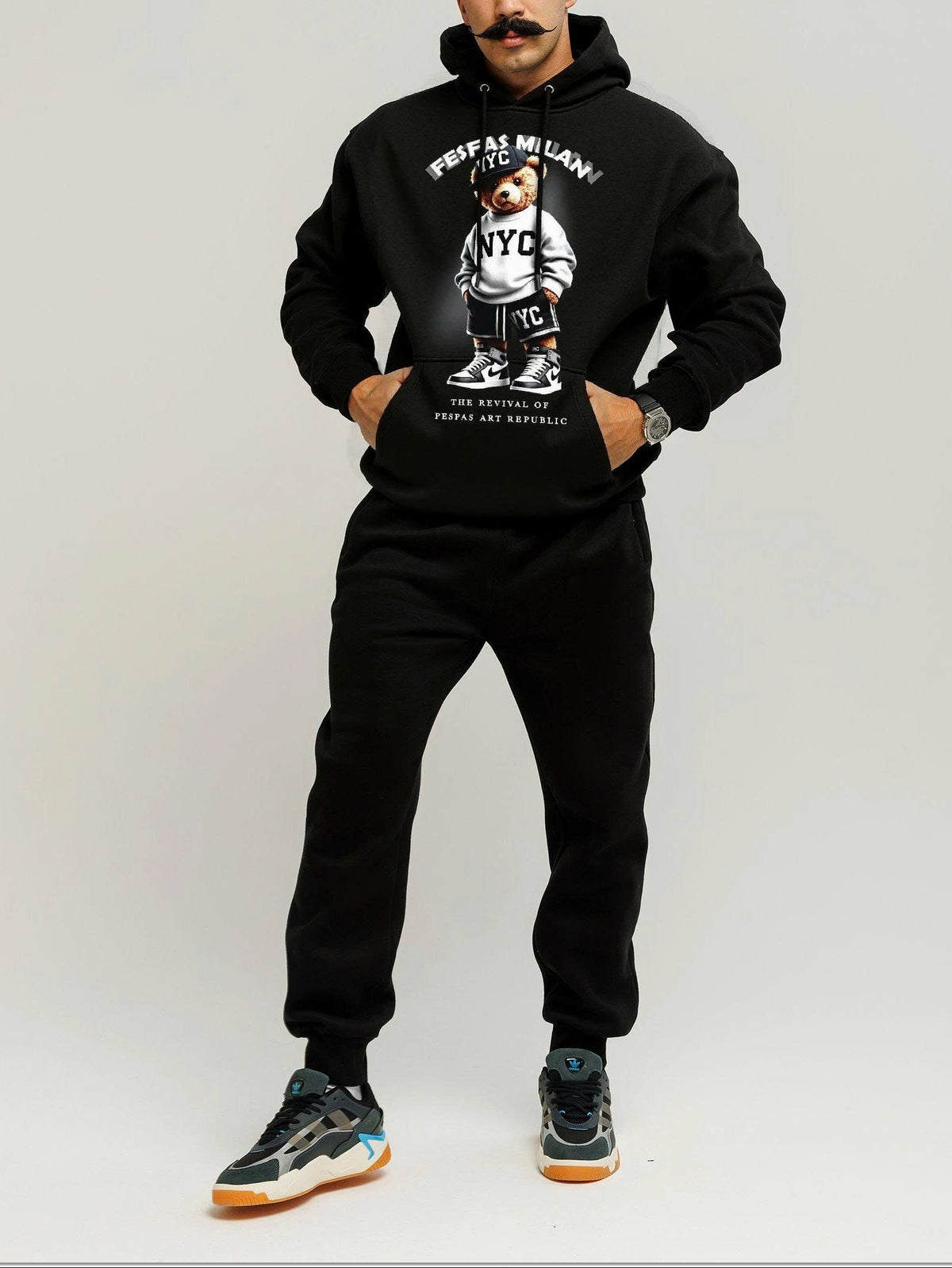 Bộ hoodie FesFas in hình gấu