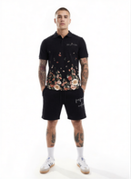 Bộ áo polo và quần short FesFas in hình hoa