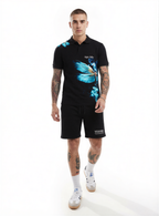 Bộ áo polo và quần short FesFas in hình xanh chuồn chuồn
