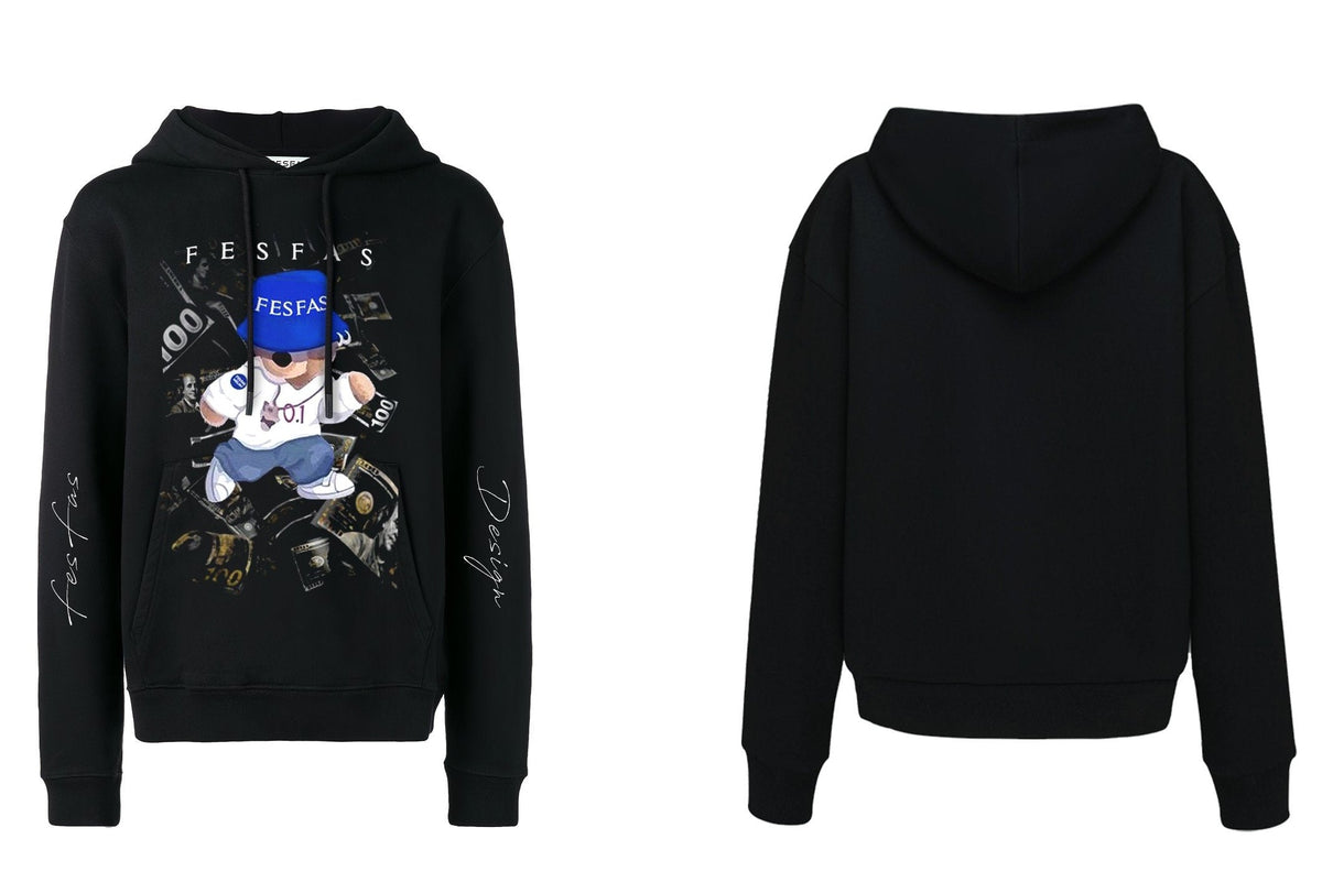 Áo hoodie FesFas in hình gấu hip-hop