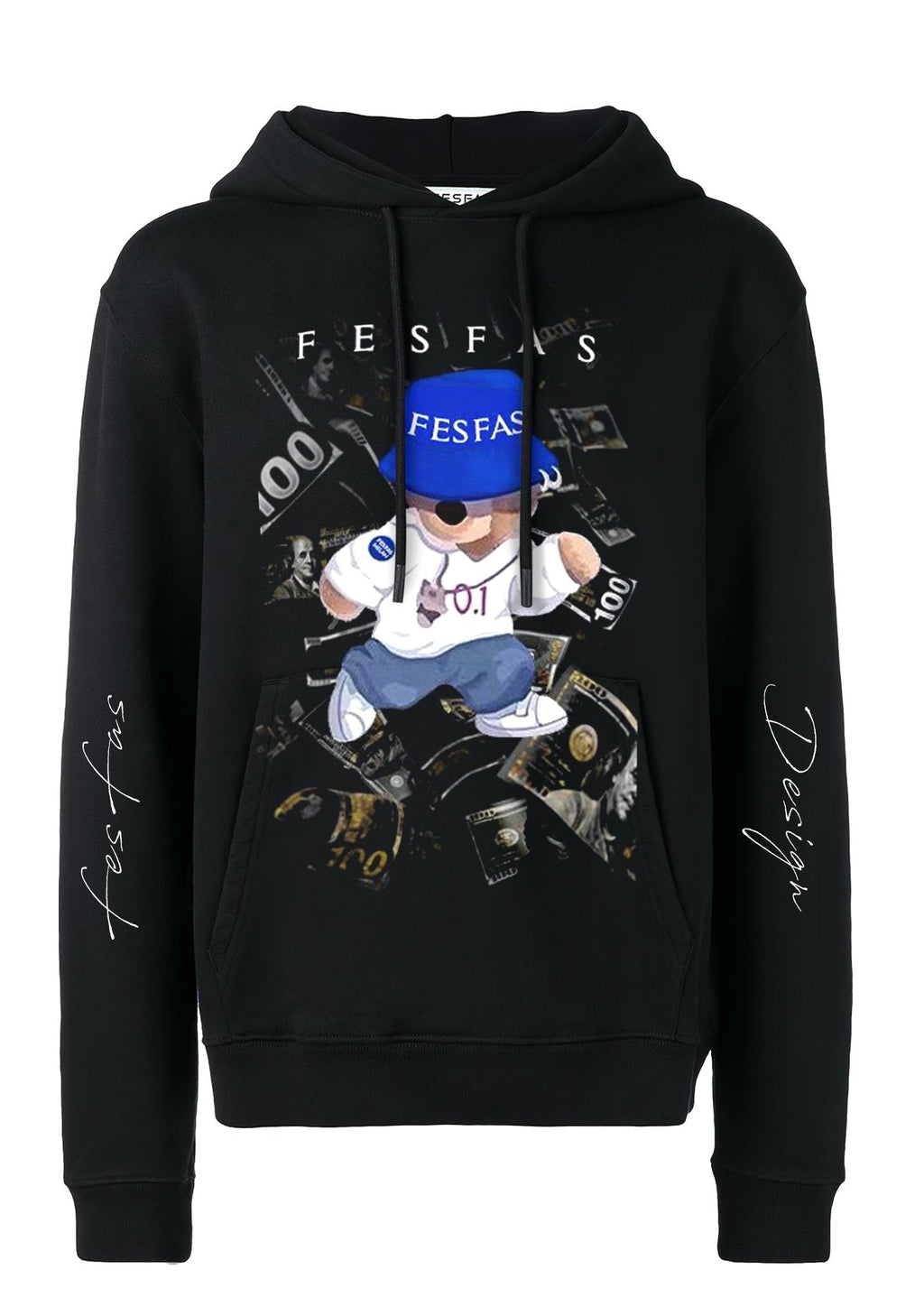 Áo hoodie FesFas in hình gấu hip-hop