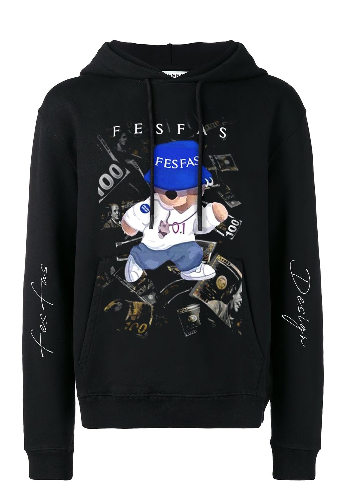 Áo hoodie FesFas in hình gấu hip-hop