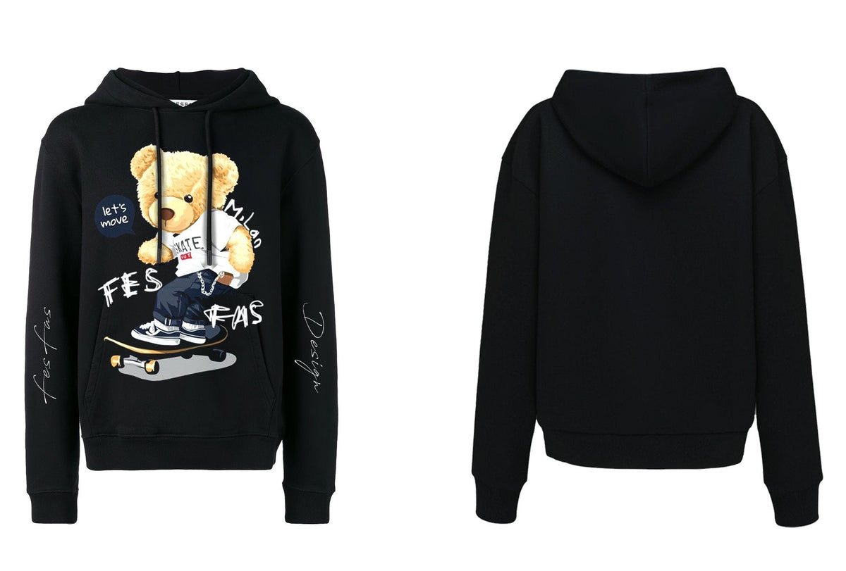 Áo hoodie FesFas in hình gấu trượt ván