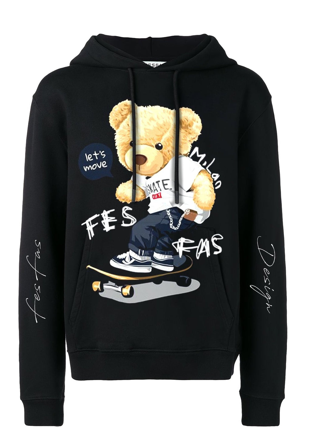 Áo hoodie FesFas in hình gấu trượt ván