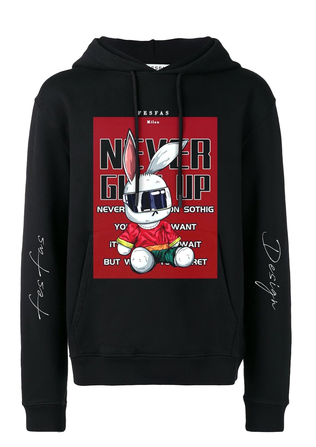 Áo hoodie FesFas in hình không bao giờ bỏ cuộc
